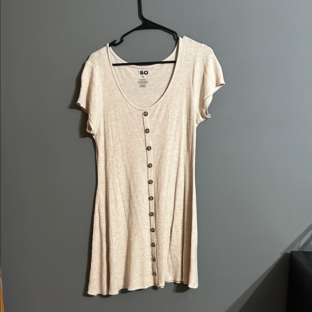 SO Women's Beige Button-Down Shirt